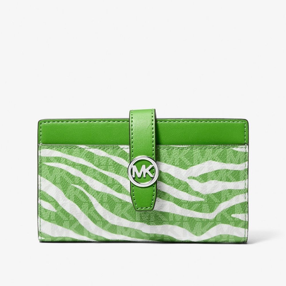 Michael Kors Greenwich Small Green Zebra Animal Print Crossbody Bag & Wallet Set - Picture 9 of 16